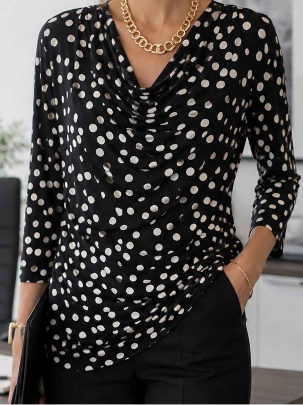LANE BRYANT BLACK & WHITE POLKA DOT BLOUSES SZ 22/24 EUC